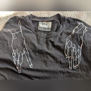 Zibra Black Graphic T-Shirt with Hand Design Grunge Street wear Oversized